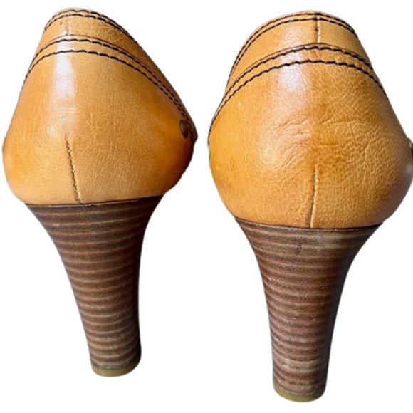 Coach Havanah Stacked Heel Buckled Pumps - Antique Gold - 10B - Picture 5 of 11